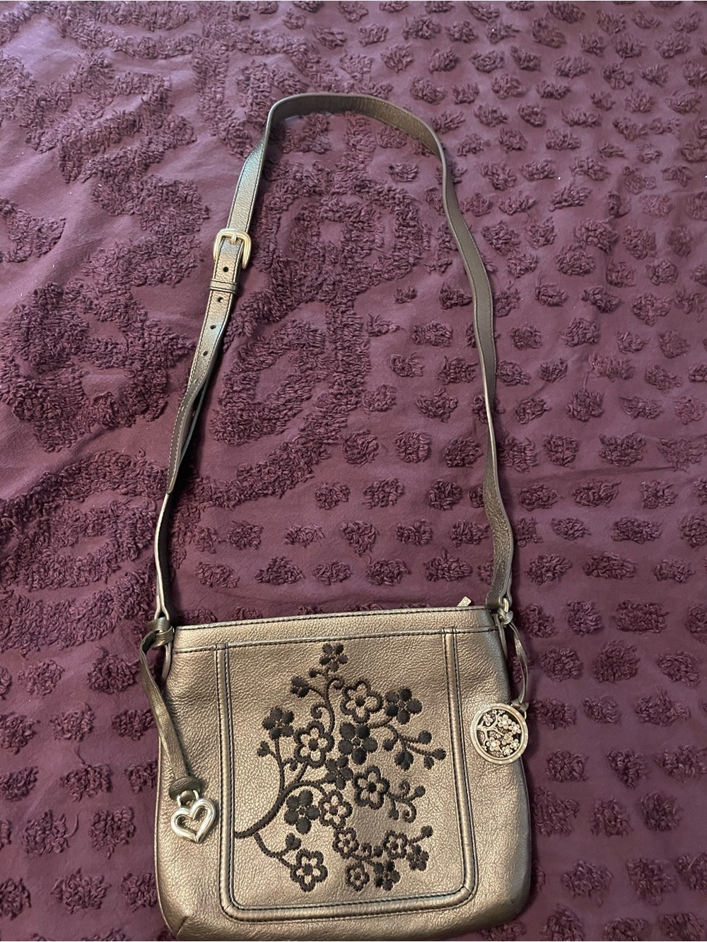 Brighton Copper Leather Crossbody with Logo Medallion
